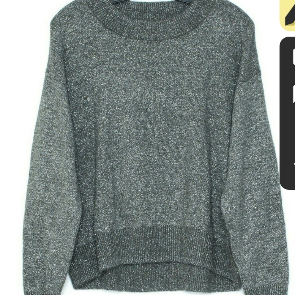 NWT H&M Womens Sweater Wool Metallic Gray Silver Small I1